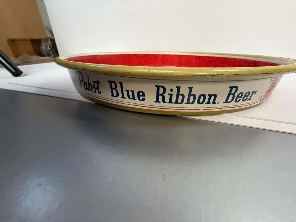 Vintage Pabst‎ Blue Ribbon Beer Metal Serving Tray 13 Inch